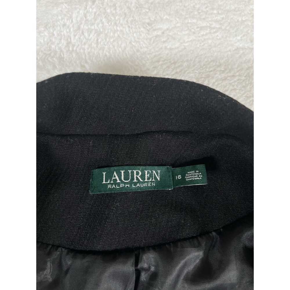 Lauren Ralph Lauren Black Wool Blend Peacoat Military Long Jacket Women's Sz 16 - Picture 4 of 14